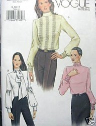 7604 VOGUE LONG SLEEVE COLLAR BLOUSE PATTERN 8-12, 14-18
